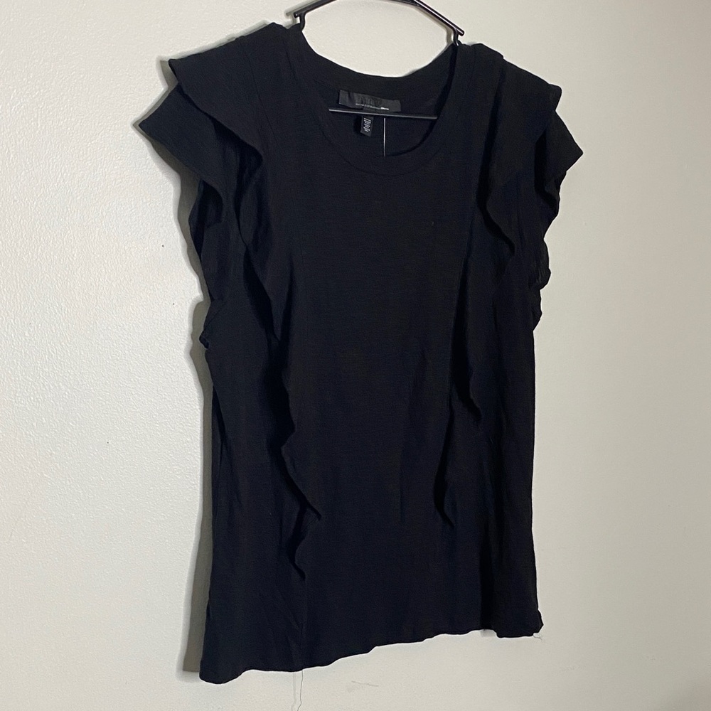 White House Black Market Black Ruffle Sleeve Blouse